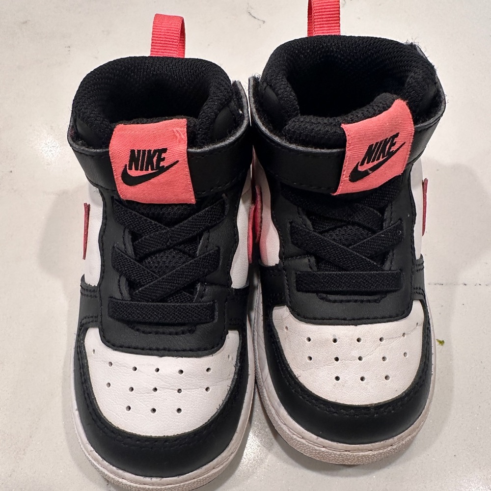 Nike high top for toddler black and pink 6c